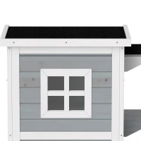 PawHut Maisonnette pour chats sur 2 étages en bois intérieur et extérieur toit rabattable 51 x 51 x 81,3 cm blanc et gris(m-6)