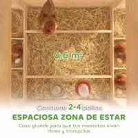 PawHut Gallinero de Madera para Exterior con 2 Nidos Bandeja Extraíble Perchas Techo Impermeable 150x100x96,5 cm Amarillo(m-4)