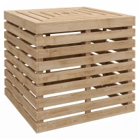 Outsunny Coffre de rangement extérieure 2 en 1 pour base de parasol, table d'appoint de terrasse avec trou pour parasol en bois(m-11)
