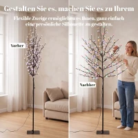 HOMCOM LED-kersenbloesemboom 180 cm met 200 leds, kunstmatige lichtboom met 20 buigzame takken, kerstdecoratie(m-6)