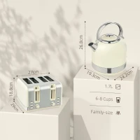 HOMCOM Polished Stainless Steel Kettle and Toaster Set - Cream(m-3)