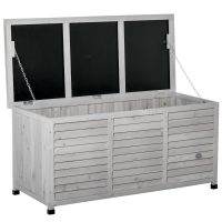 Outsunny Gartenbox, wetterbeständig, luftdurchlässig, Kissenbox, Aufbewahrungsbox, Fichtenholz, grau, 127 x 56 x 60 cm