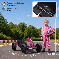 AIYAPLAY 12V Electric Go Kart for Kids with Dual Motors, Adjustable Seat, Soft Start, LED Lights, EVA Wheels, for Age 3-6, Pink(m-3)