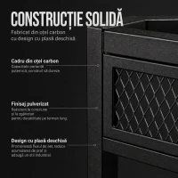 HOMCOM Suport de perete pentru vin cu LED, stil industrial, metal negru(m-7)