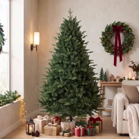 HOMCOM Brad de Crăciun artificial foarte realist, cu 1237 vârfuri turnate și suport metalic, 180 cm, Verde(m-6)