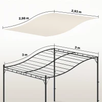 Outsunny Ersatzdach für Pergola Sonnensegel für Terrassenüberdachung Ersatz-Dachplane für 3 x 3 m Pavillon 298x293 cm Cremeweiß(m-3)