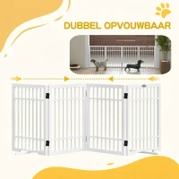 PawHut Hondenhek, opvouwbaar en antislip, draaibare steunvoeten, houten frame, 183x24,5x61 cm, Wit(m-5)