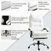 Vinsetto Kantoorstoel in hoogte verstelbare schrijftafelstoel draaistoel 90°-155° rugleuning PU(m-7)