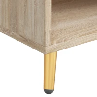 HOMCOM Bedside Table with Drawer and Open Compartment, Nightstand with Handle for Bedroom, Living Room, Natural Wood Finish(m-12)