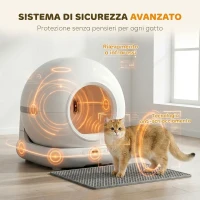 PawHut Lettiera Autopulente con Telecamera HD, Contenitore da 7L e Sensori, in PP e ABS, 58.1x47.5x53 cm, Bianco e Grigio(m-5)