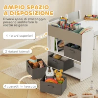 AIYAPLAY Set Tavolo e Sedie per Bambini con 2 Sedie e Tavolino Contenitore, in Legno e Tessuto non Tessuto, Grigio e Bianco(m-6)