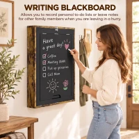 HOMCOM Folding Wall-Mounted Drop-Leaf Table, Convertible Wall Table With Chalkboard and Storage Shelf, Rustic Brown(m-7)