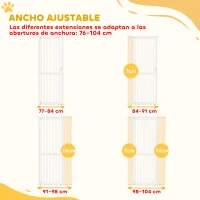 PawHut Barrera para Perros Extra Alta con Ancho Ajustable 77-104 cm Separación 3,5 cm con Montaje a Presión Extensiones Blanco(m-6)