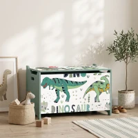 AIYAPLAY Storage Chest, Wooden Toy Chest with Lid, Flip-Top, Security Hinges and Anti-Pinch Design for Kids, Green(m-8)