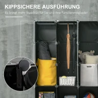 HOMCOM Modularer Aufbewahrungsschrank, Kleiderschrank, 16 Fächer, Kunststoff, Stahl(m-8)