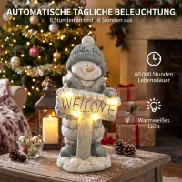 HOMCOM Kerstdecoratie sneeuwpopfiguur, verlicht MGO-beeld met Welkom-bord, leds en dagtimer(m-5)