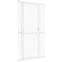 PawHut Barrera para Perros Extra Alta con Ancho Ajustable 77-104 cm Separación 3,5 cm con Montaje a Presión Extensiones Blanco(m-11)