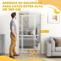 PawHut Barrera para Perros Extra Alta con Ancho Ajustable 77-104 cm Separación 3,5 cm con Montaje a Presión Extensiones Blanco(m-4)
