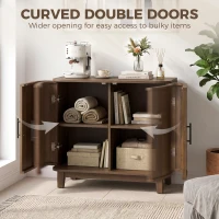 HOMCOM Sideboard Buffet Cabinet, Storage Cabinet with 2 Curved Doors, Adjustable Shelf and Legs for Dining Room, Dark Walnut(m-4)
