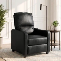 HOMCOM Manuell verstellbarer Relaxsessel 155° mit Fußstütze, in PU-Leder, für Wohnzimmer und Schlafzimmer, 69x91x100cm, Schwarz(m-6)