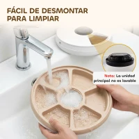 PawHut Comedero Automático para Gatos y Perros con Paquete de Hielo Temporizador Programable 6 Cuencos Pantalla LED(m-9)