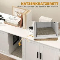 PawHut Multifunctionele kattentoilet kast met scheidingswand voor grote katten 145 x 49 x 51 cm Wit(m-7)