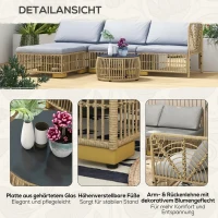 Outsunny Tuinset, 5-delig, inclusief zitkussen, kunstrotan, roestvrijstalen frame, lichtgrijs(m-7)