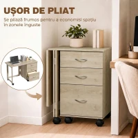 HOMCOM Birou Pliabil Con 3 Sertare, Stejar(m-4)
