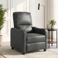 HOMCOM Manuell verstellbarer Relaxsessel 155° mit Fußstütze, PU-Leder, für Wohnzimmer und Schlafzimmer, Dunkelgrau(m-6)