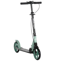 HOMCOM Patinete Plegable para Adultos y Niños de +14 Años Scooter con Manillar Ajustable 91,5x36,5x91-104 cm Verde(m-12)
