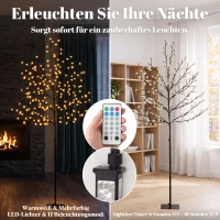 HOMCOM LED-kersenbloesemboom 180 cm met 200 leds, kunstmatige lichtboom met 20 buigzame takken, kerstdecoratie(m-4)