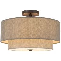 HOMCOM Plafondlamp met dubbele lampenkappen in linnen look, taupe(m-13)
