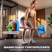SPORTNOW Set de Pesas Ajustables con Barra de Acero de 140 cm 8 Discos de 5kg 2,5kg 1,25kg 2 Clips para Casa Gimnasio(m-6)