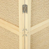 HOMCOM Biombo Interior em Bambu 4 Painéis 180x180cm, Separador de Ambiente Dobrável e Portátil, Estilo Boho, Madeira Natural(m-9)