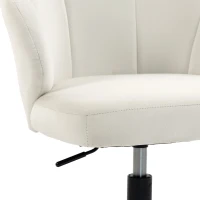 HOMCOM Chaise Bureau en Velours, Chaise Coiffeuse avec Dossier en Pétale, Hauteur Réglable, Fonction Bascule, Crème(m-14)