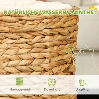 PawHut Krabton, 50 cm, 2 Grotten, Kussen, Krabpaal met Kattenbed, Kattentoren van Waterhyacint, Lichtbruin(m-5)