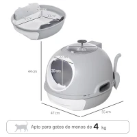 PawHut Caja de Arena para Gatos Arenero Cerrado con Claraboya Abatible Bandeja Extraíble y Pala 47x55x44 cm Gris(m-3)