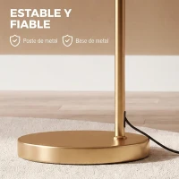 HOMCOM Lámpara de Pie con Pantalla de Tela Lámpara de Pie para Salón con Casquillo E27 (Bombilla no Incluida) Dorado y Blanco(m-7)