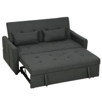 HOMCOM Three-Way Two-Seater Sofa Bed - Charcoal Grey(m-15)