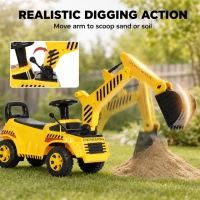 AIYAPLAY Kids Ride on Digger, Toddler Construction Toy Car with Security Helmet, Horn, Detachable Digging Arm(m-4)