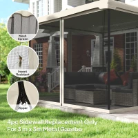 Outsunny 302 x 207cm Universal Replacement Mesh Sidewall Netting for Patio Gazebos and Canopy Tents, (Sidewall Only) Cream White(m-4)