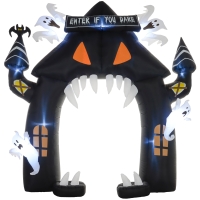Outsunny Aufblasbarer Halloween-Torbogen, 4 Geister, LED-Lichter, wasserdicht, 300 x 76 x 300 cm