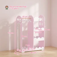AIYAPLAY Kids Wardrobe, Children Dress Up Storage with Mirror, Clothes Rail, Shelves, Hangers for Girls Boys Bedroom Nursery Pink(m-3)