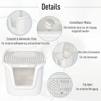 PawHut Katzentoilette mit 2 Türen, Katzenklo mit Bodenschale und Schaufel, Desodorierungsbox, PP ABS, 55,5 x 44,5 x 38,3 cm(m-5)