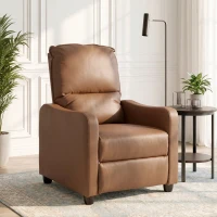 HOMCOM Poltrona Relax Reclinável Manual 155° com Pousa-pés, em PU, para Sala e Quarto, Castanho escuro(m-6)