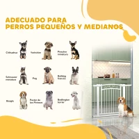 PawHut Puerta para Perros con Ancho Ajustable 76-104 cm con 2 Extensiones Doble Bloqueo Blanco(m-4)