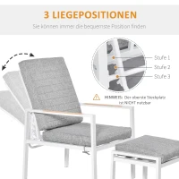Outsunny Gartenmöbel Set für 4 Personen Balkonmöbel verstellbar Aluminium Grau+Weiß 61 x 82 x 90 cm(m-5)