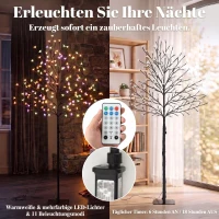 HOMCOM LED-Kirschblütenbaum 150 cm mit 160 LEDs, künstlicher Leuchtbaum mit 20 biegsamen Zweigen, Weihnachtsdeko(m-4)
