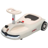 AIYAPLAY 12V Electric Wiggle Car with Pedal, Kids Electric Car with 2 Speeds, Soft Start, Music, Lights for 3-5 Years, White(m-15)