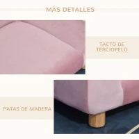 PawHut Sofá para Mascotas Sofá Estilo Moderno para Gatos Perros Pequeños con Respaldo de 3 Ondulaciones Patas Elevadas de Madera 63x43x40 cm Rosa(m-6)